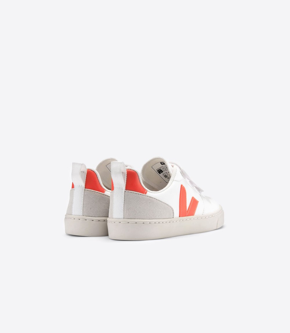 Veja Trainers Kids White/Orange - V-10 Velcro Cwl - TOIV-89034